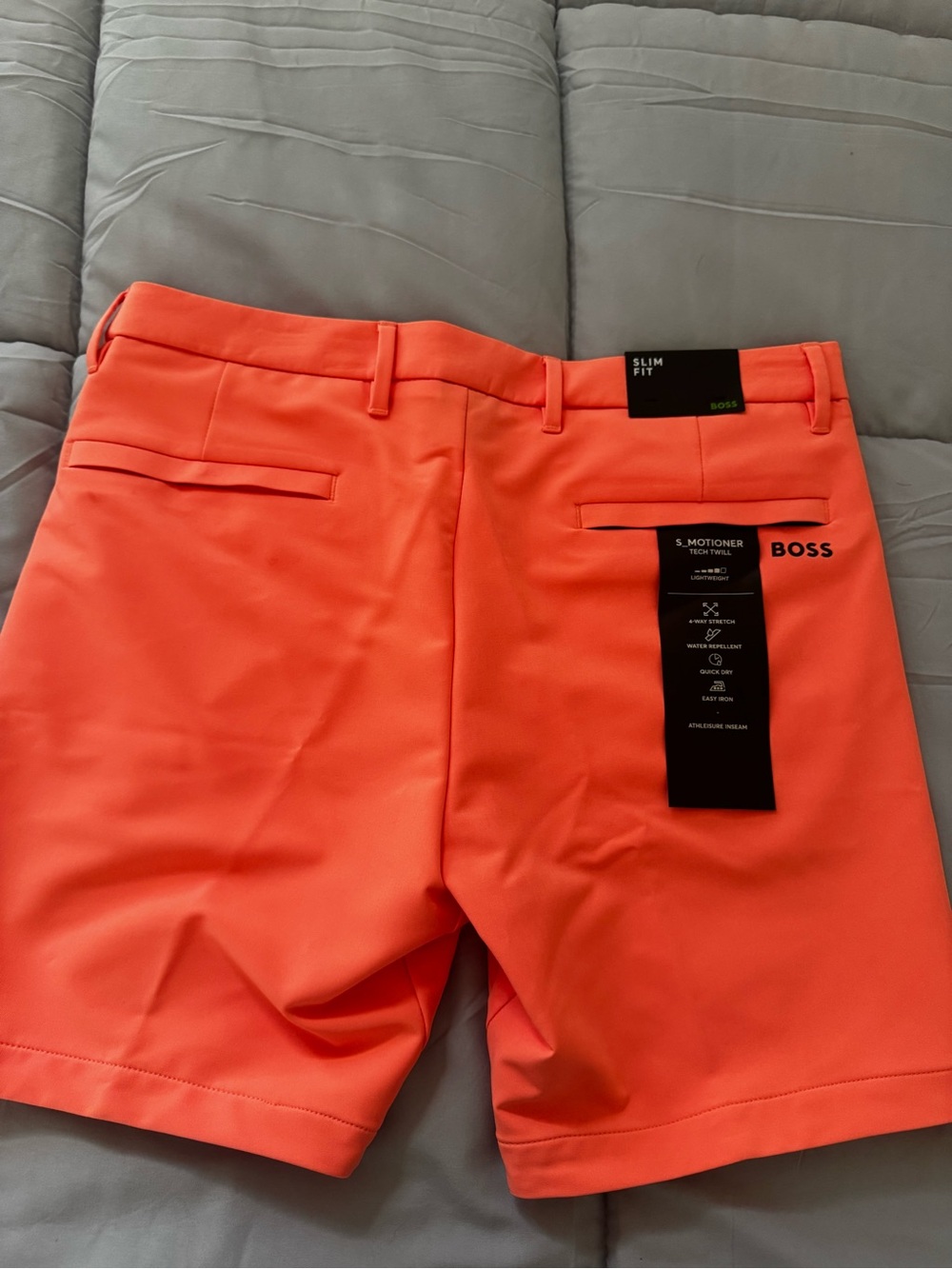 BOSS Men's Bright Orange Slim Fit Flat-Front Shorts